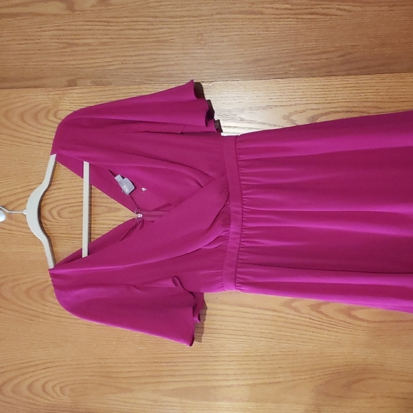 Crossover V Neck Dress with Flutter Sleeves From ASOS. NWT. Pink/Purple. Swishy. - Picture 2 of 9